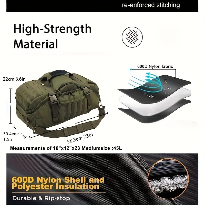 NNETM Tactical Gym Duffel Backpack Capacity Bag